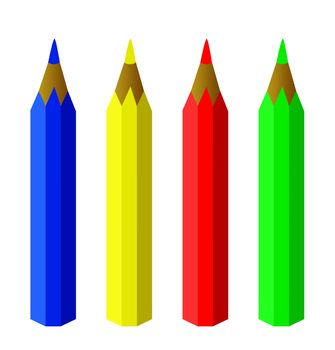 pencils in color isolated on white. render illustration