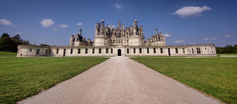panoramic view of Chambord castle, France