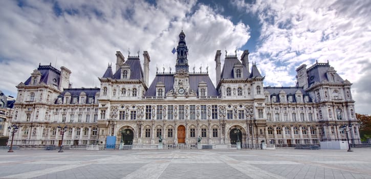 Paris City Hall (Hotel de Ville), wide view. France