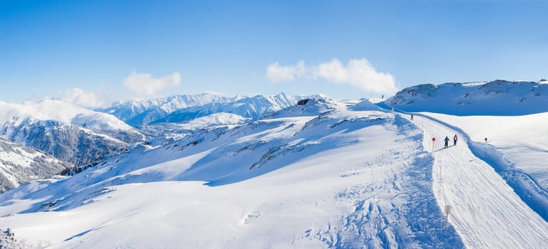 Winter landscape - Panorama of the ski resort Zell am Ziller, Tirol, Austria