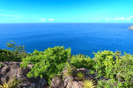 View of the Caribbean from Shark Bay National Park of Tortola - BVI.
