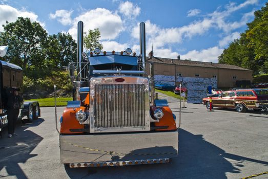 photo truck peterbilt front is shot on fredriksten fortress in halden at the annual amcar meeting