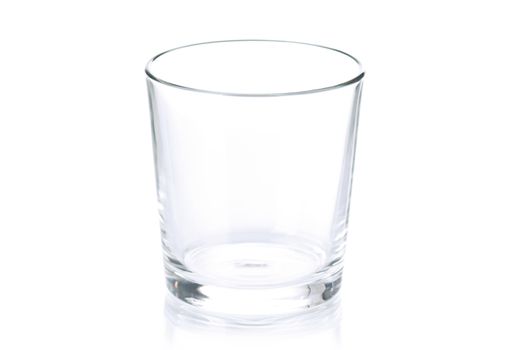 Empty glass for water, juice or milk on white background