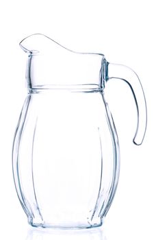 Empty pitcher for juice or milk on white background