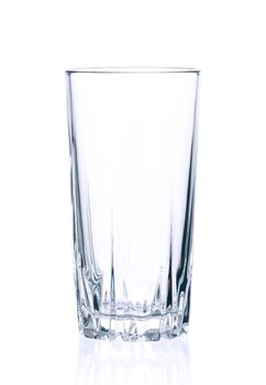 Empty glass for water, juice or milk on white background