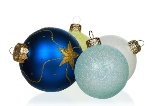 Set of baubles for christmas firtree on white background