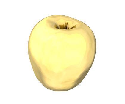 Golden apple on white background. High resolution 3D made
