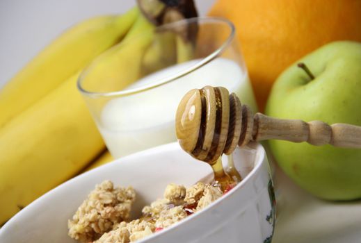 Muesli with honey and fruits