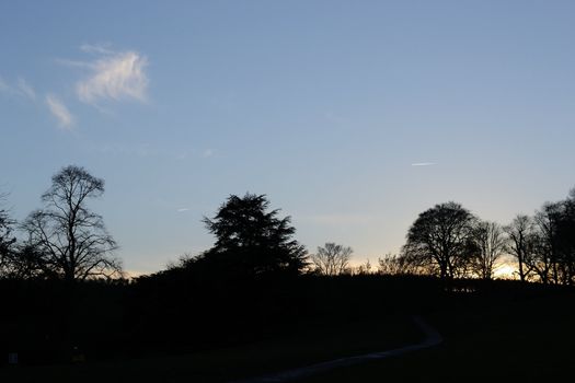 sunset in england in the winter season