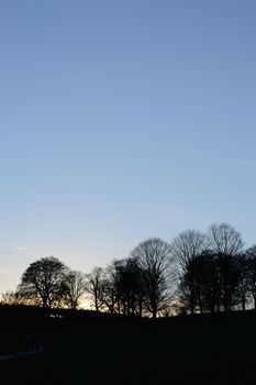 sunset in england in the winter season