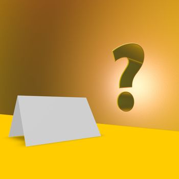 blank card and question mark - 3d illustration