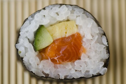 Japanese Cuisine, sushi roll with salmon and egg