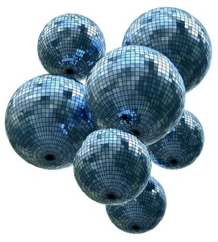 background with mirrored glitter disco balls for party