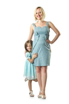 Mother with daughter isolated on white