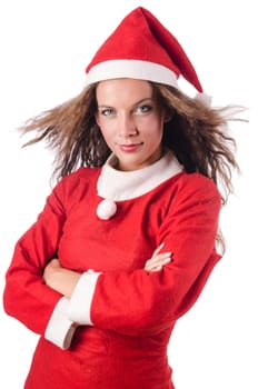 Woman santa isolated on the white