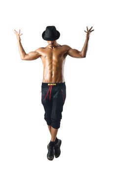 Half-naked dancer on the white