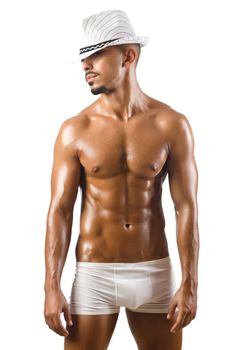 Naked dancer isolated on the white