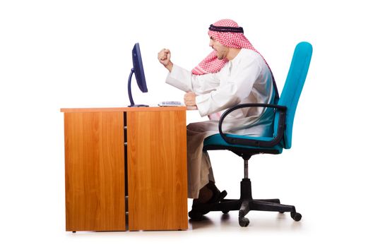 Arab businessman in business concept on white