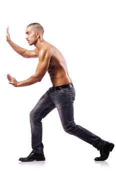 Nude man isolated on the white background