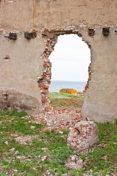 brick wall in the ruins