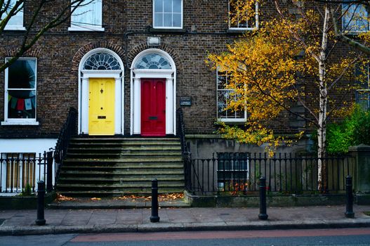 Traditional house facade in Dublin. Ireland