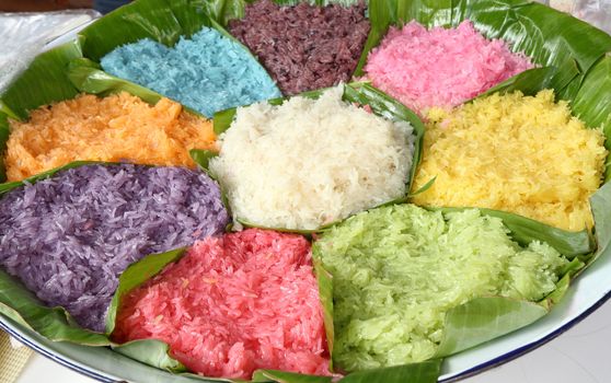 Colorful Sticky Rice, Appetizer of Thailand