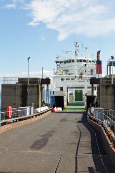 Passenger car ferryboat ready to be loaded