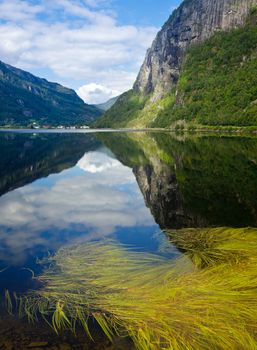 Scenic view of Granvinsvatnet lake in Granvin, Norway