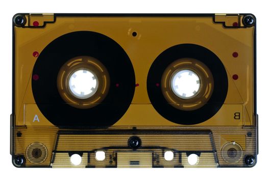 Vintage Transparent Compact Cassette on white background