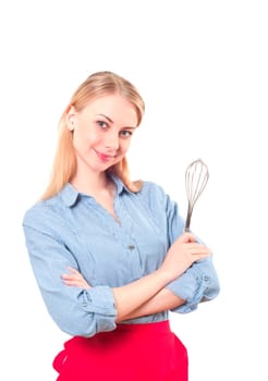 portrait of a beautiful woman with a shaker, ready to cook