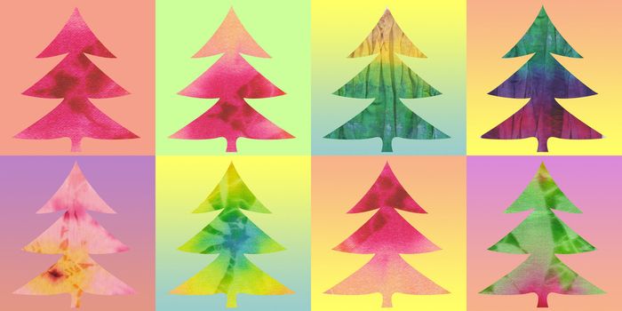 batik christmas trees color background