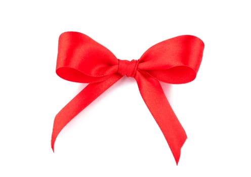 Red bow over white background