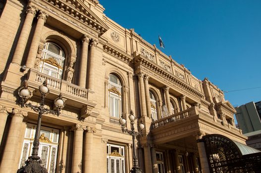 Exterior of historic Colon Theater in Buenos Aires, Argentina