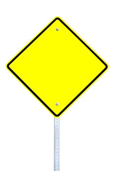 Blank yellow warning sign isolated on white background