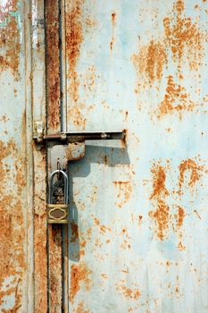 a padlock to lock the door iron rusting