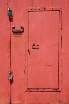 red iron door