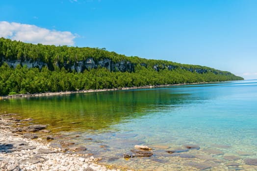 Large Rocks and crystal clear waters at Bruce Peninsula, Ontario 