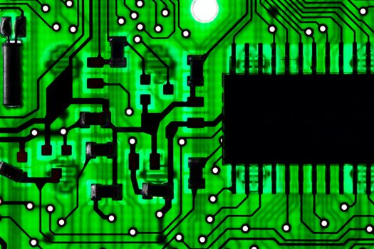 Green transparent circuit board with microchips