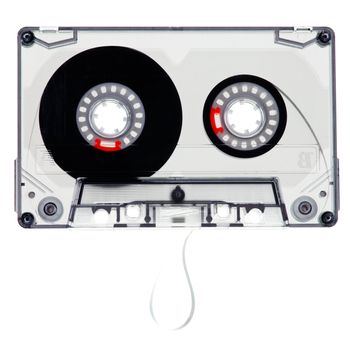 Vintage Transparent Compact Cassette on white background