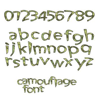 new royalty free set of alphabet letters and numbers with camouflage style