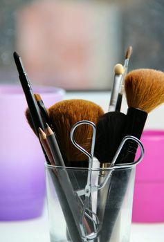 Small and big make-up brushes