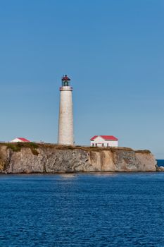 Cap des rosiers lighthouse during a cloudless day, Quebec, Canada