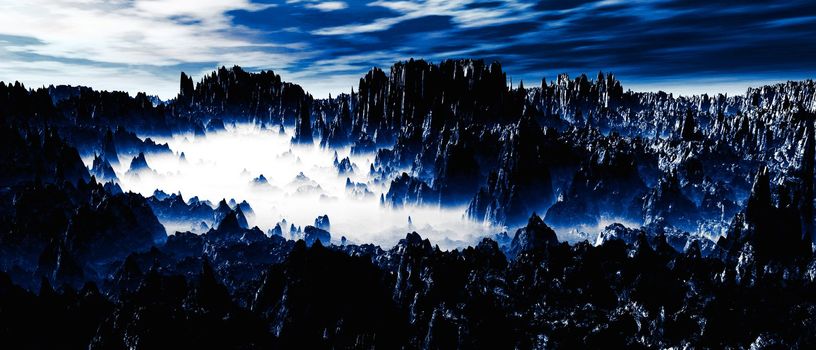 Chilean Andes - panoramic view of mountains