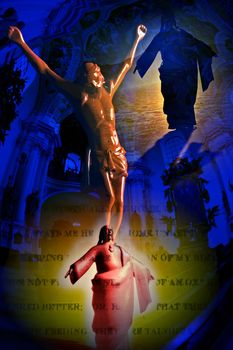Catholic collage with Jesus on the cross