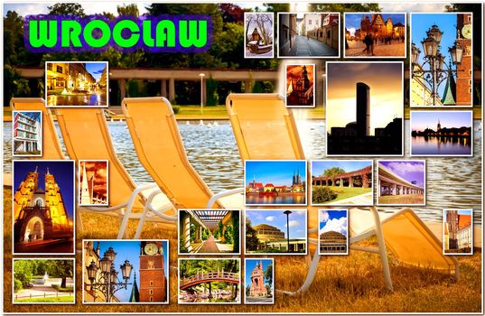 European city in collage- Wroclaw/Poland/