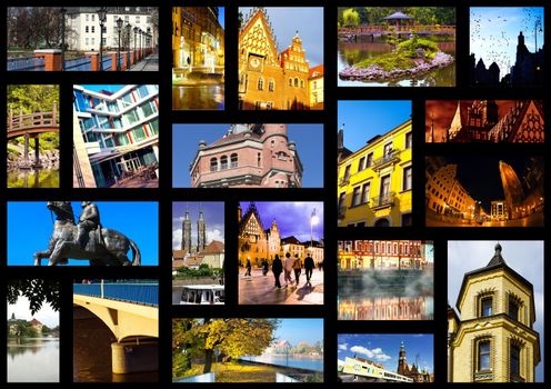 European city in collage- Wroclaw/Poland/