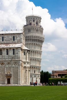 Leaning Tower of Pisa and a part of cathedral
