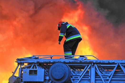 Flames over building