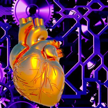 Human heart model in abstract backdrop