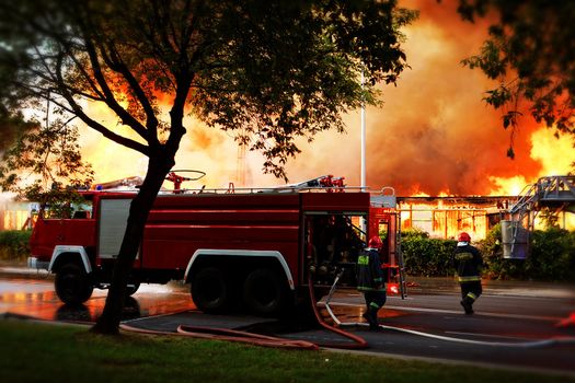 Flames over building in Wroclaw, Poland